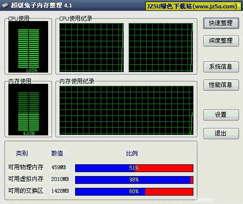 超级兔子内存整理(快速释放物理内存)v4.2.0922绿色单文件版