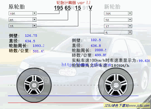 汽车轮胎计算器(swf格式)绿色版_方便计算出汽车轮胎的外径