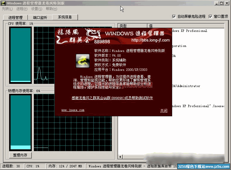 Windows进程管理器v4.0龙卷风绿色特别版