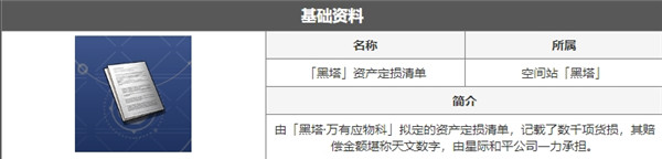 崩坏星穹铁道阅读物收集 「黑塔」资产定损清单