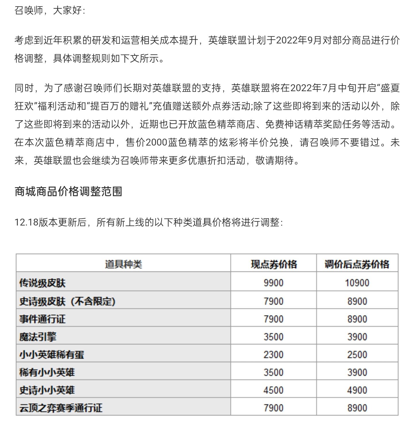 LOL点券价格调整详情 英雄联盟点券活动一览