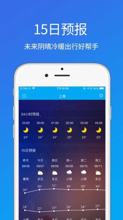 晴雨天气预报截图