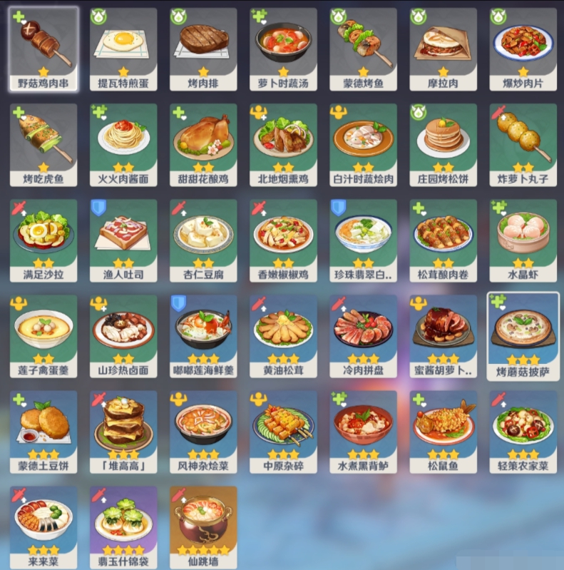 原神一共有多少食谱 原神食谱大全图片