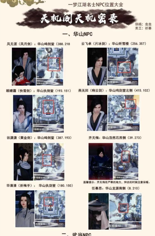 一梦江湖NPC位置大全 NPC位置详情
