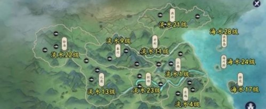 天涯明月刀手游钓鱼地点分布图一览 钓鱼位置大全