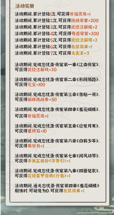 汉家江湖忘忧录活动详情 李佩芷换装一览