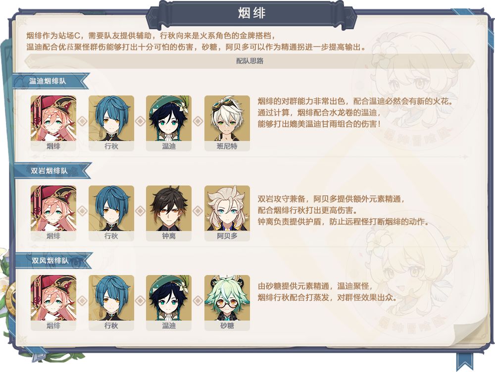 原神1.5角色烟绯阵容搭配攻略 技能解析和装备搭配分享