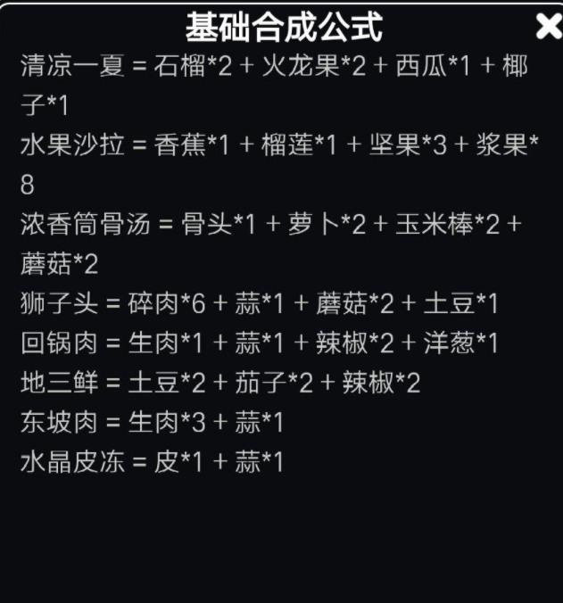 文字饥荒合成公式一览