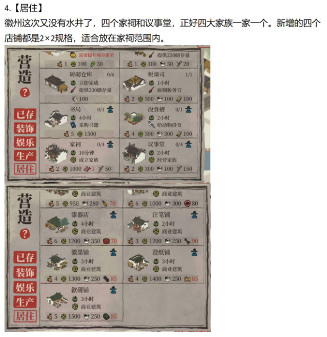 江南百景图徽州府新增建筑一览 徽州府新增建筑属性效果详解