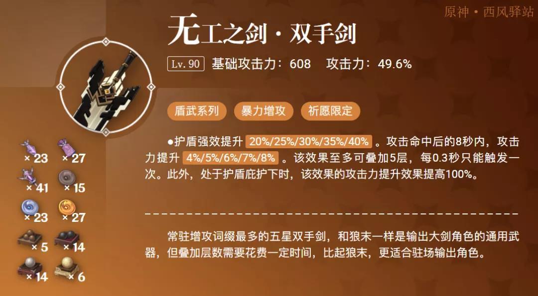 原神无工之剑强度分析
