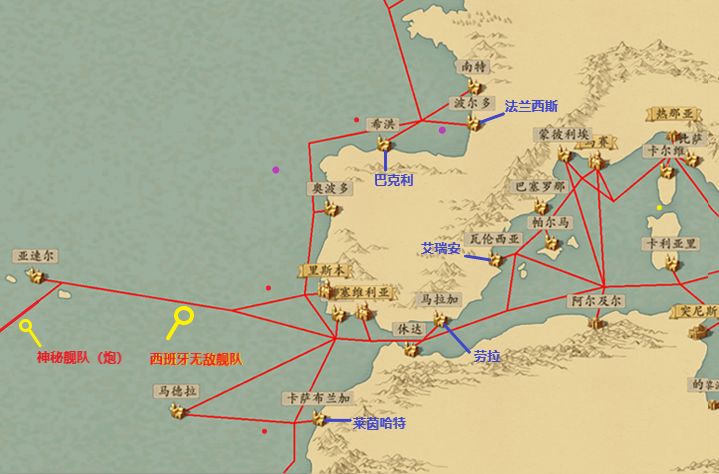 梦回大航海最新版大地图详细标注 国家队和海盗王具体坐标详解