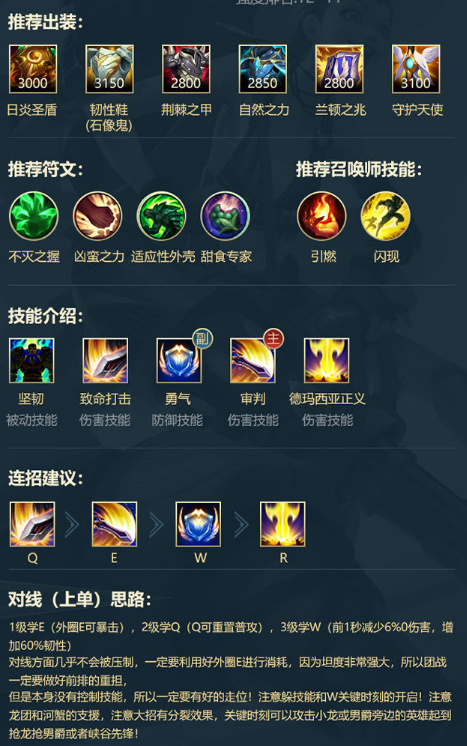 LOL手游全上单英雄符文出装和连招推荐