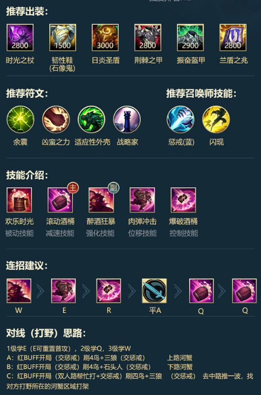 LOL手游打野英雄符文出装和连招推荐