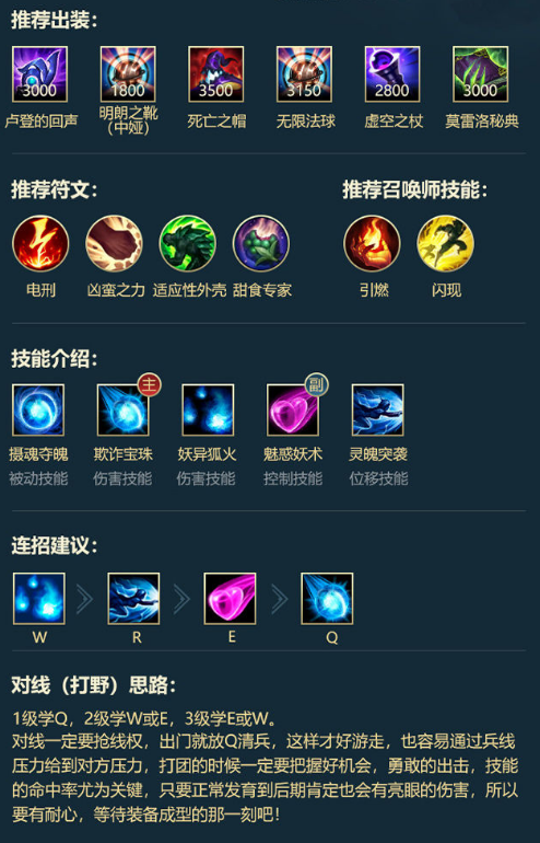LOL手游中单英雄符文出装和连招推荐
