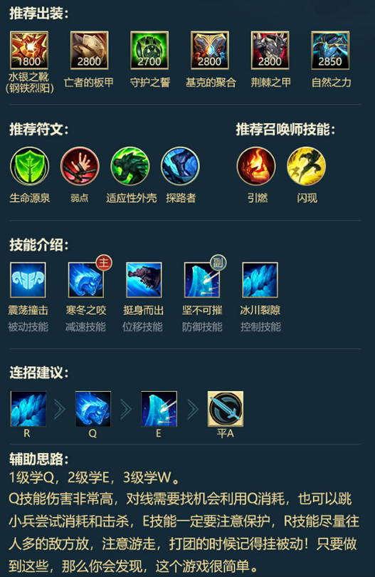 LOL手游辅助英雄符文出装和连招推荐