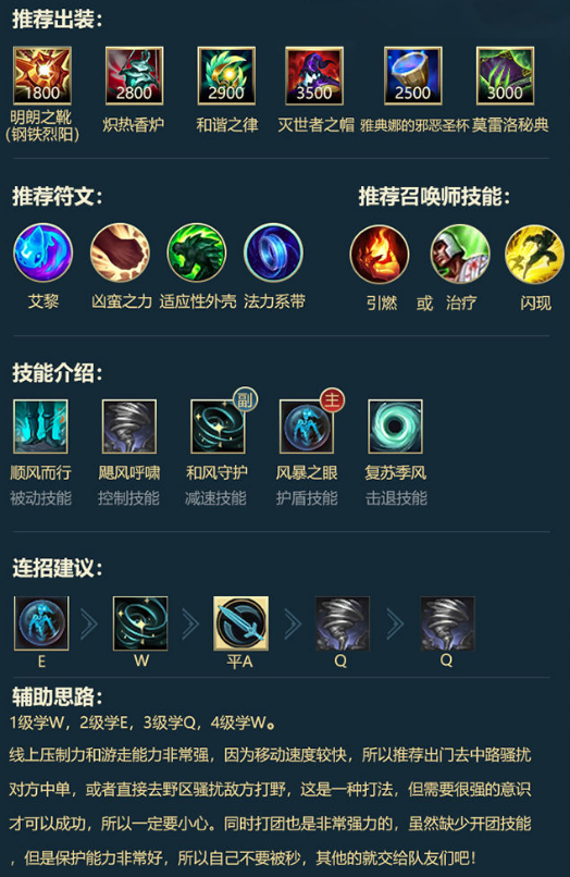 LOL手游辅助英雄符文出装和连招推荐