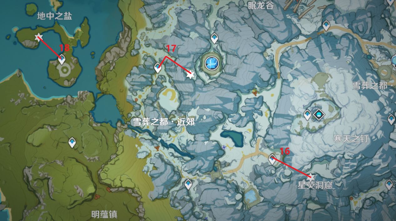 原神2.2版本100点位圣遗物高效拾取位置一览
