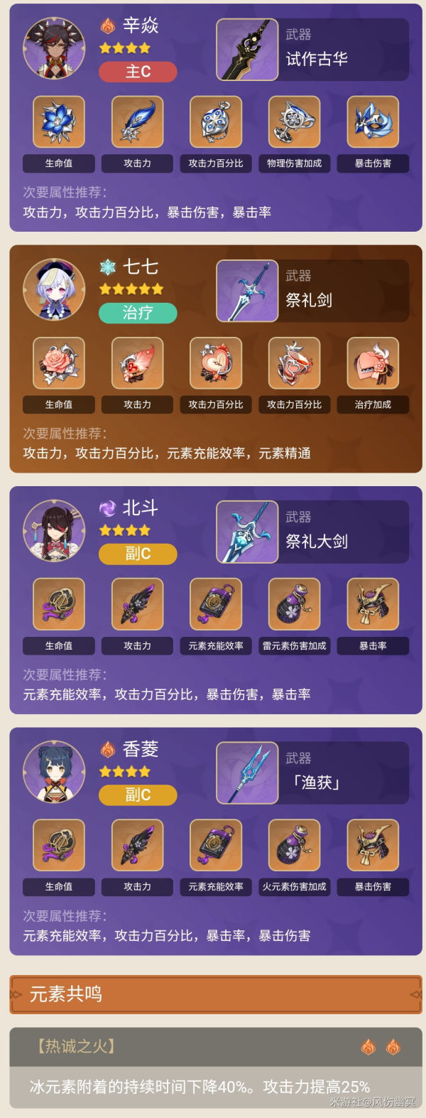 原神辛焱四星配队推荐