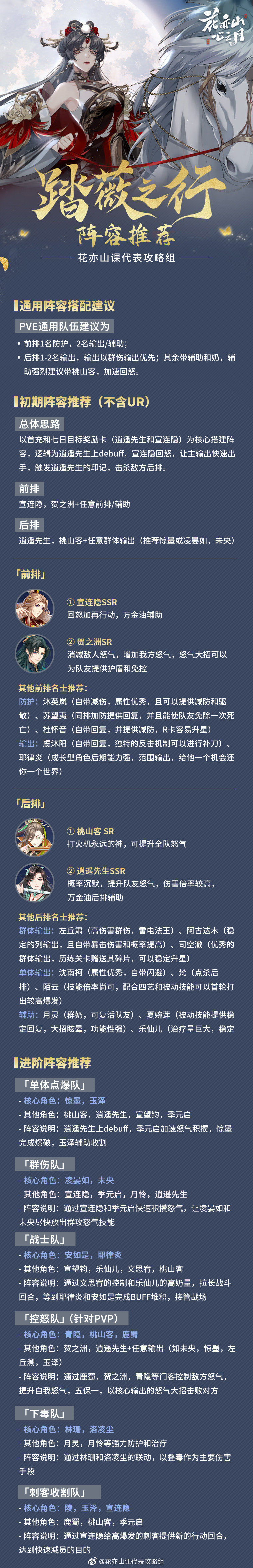 花亦山心之月新手阵容搭配推荐