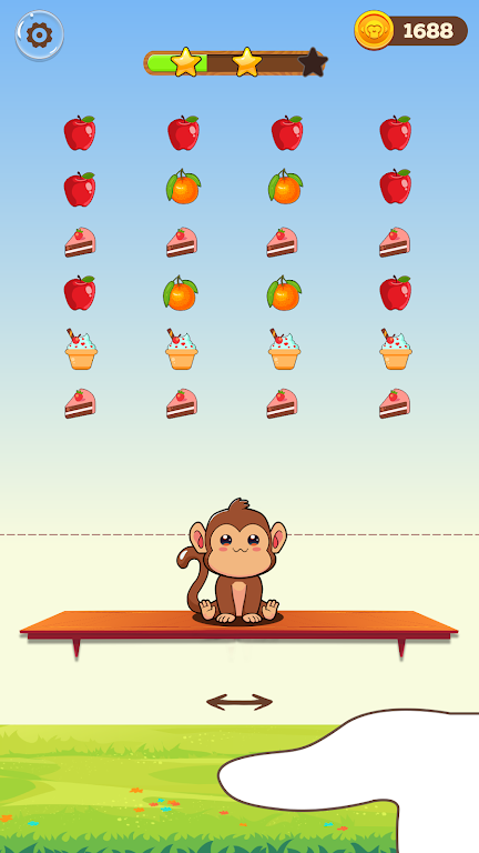猴子吃彩色水果0