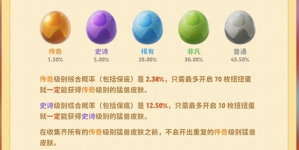 《猛兽派对》扭蛋概率介绍