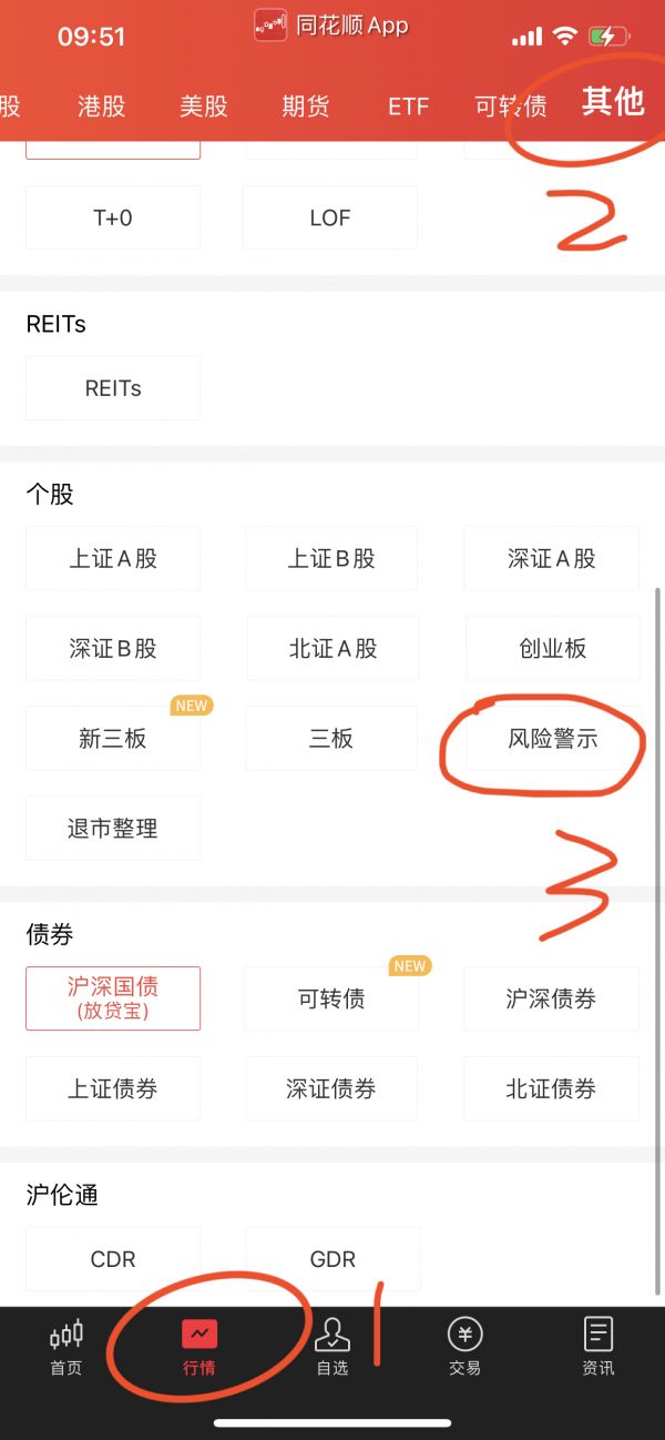 同花顺怎么办理风险警示权证 同花顺app查看所有的风险警示股票方法